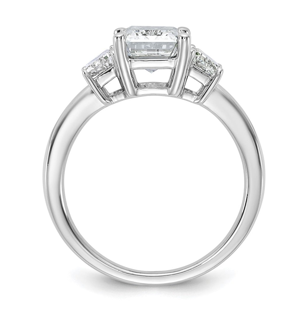 14k White Gold 3 1/3 carat Certified Lab Grown Diamond VS+ F+ Complete Emerald and Trapezoid Engagement Ring