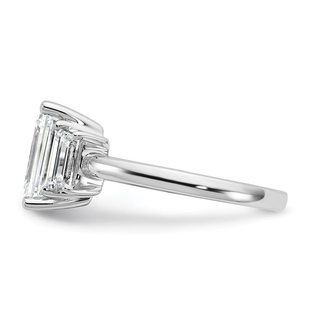 14k White Gold 3 1/3 carat Certified Lab Grown Diamond VS+ F+ Complete Emerald and Trapezoid Engagement Ring