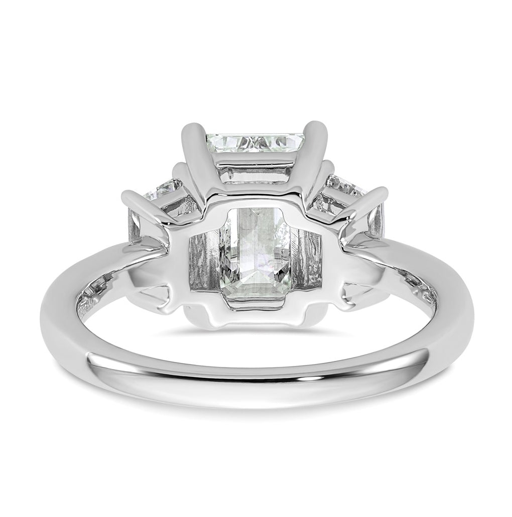 14k White Gold 3 1/3 carat Certified Lab Grown Diamond VS+ F+ Complete Emerald and Trapezoid Engagement Ring