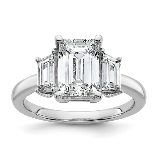 14k White Gold 3 1/3 carat Certified Lab Grown Diamond VS+ F+ Complete Emerald and Trapezoid Engagement Ring