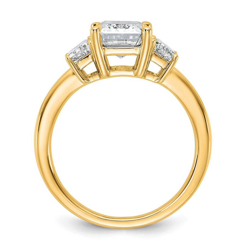 14K Yellow Gold Certified Lab Grown Diamond VS+ F+ Complete Emerald and Trapezoid Engagement Ring