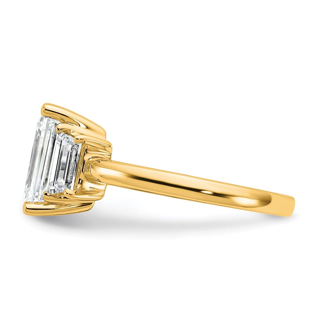 14K Yellow Gold Certified Lab Grown Diamond VS+ F+ Complete Emerald and Trapezoid Engagement Ring