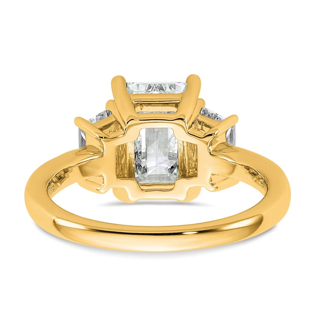 14K Yellow Gold Certified Lab Grown Diamond VS+ F+ Complete Emerald and Trapezoid Engagement Ring