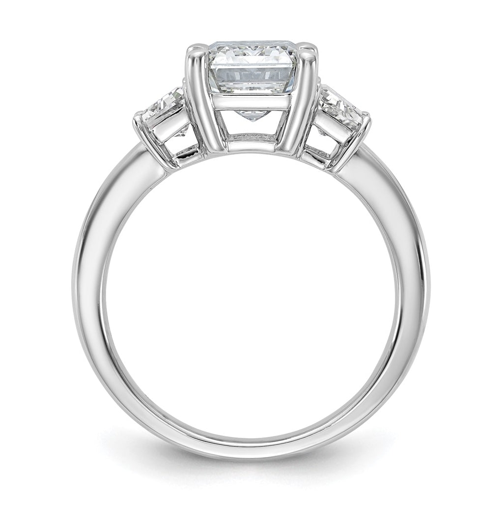 14k White Gold 4 carat Certified Lab Grown Diamond VS+ F+ Complete Emerald and Trapezoid Engagement Ring