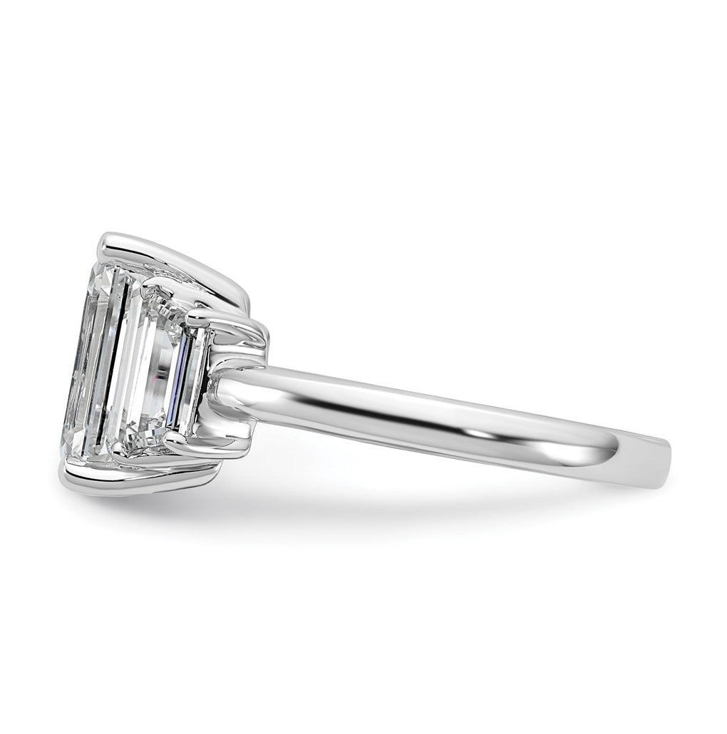 14k White Gold 4 carat Certified Lab Grown Diamond VS+ F+ Complete Emerald and Trapezoid Engagement Ring