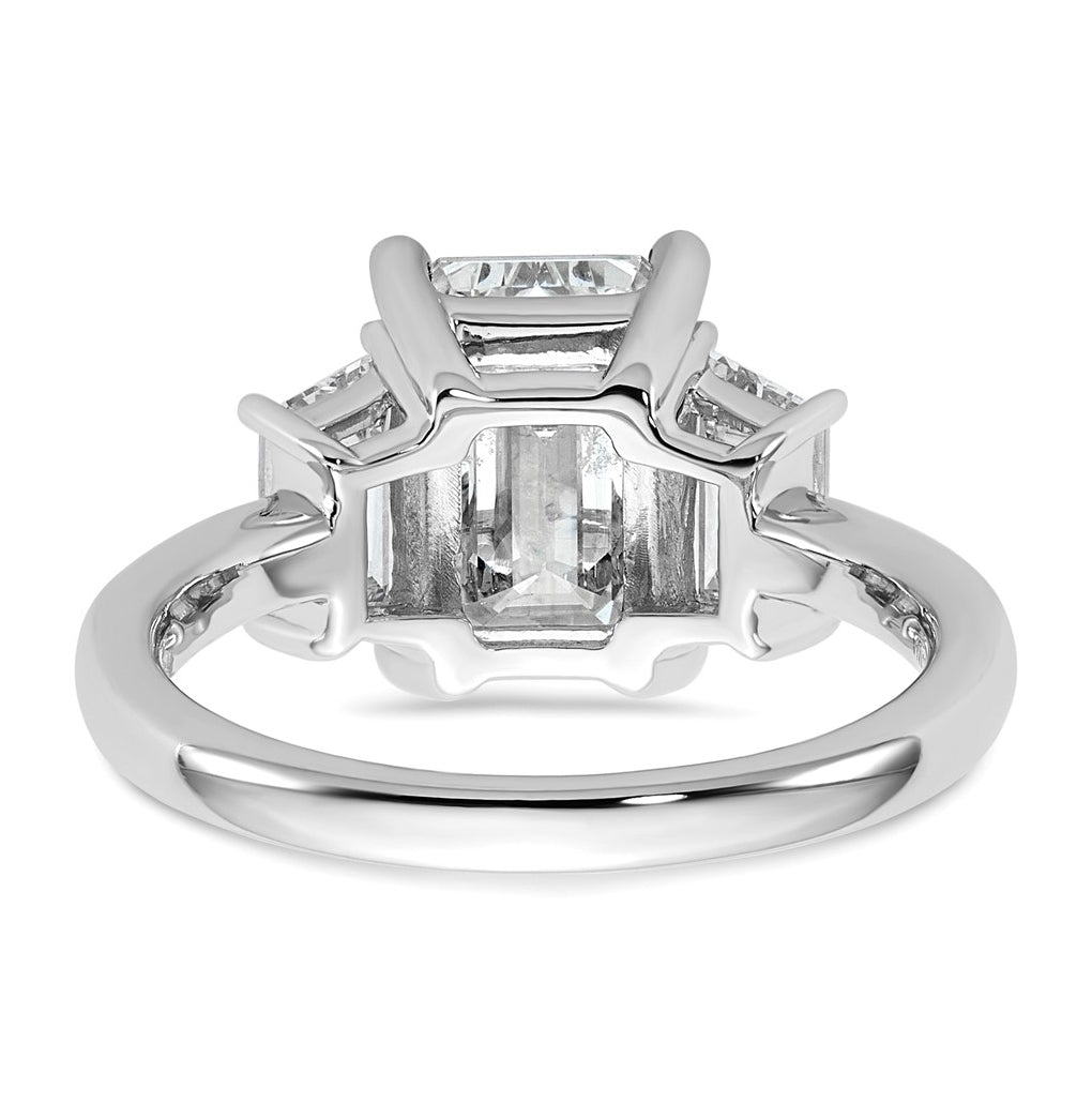 14k White Gold 4 carat Certified Lab Grown Diamond VS+ F+ Complete Emerald and Trapezoid Engagement Ring
