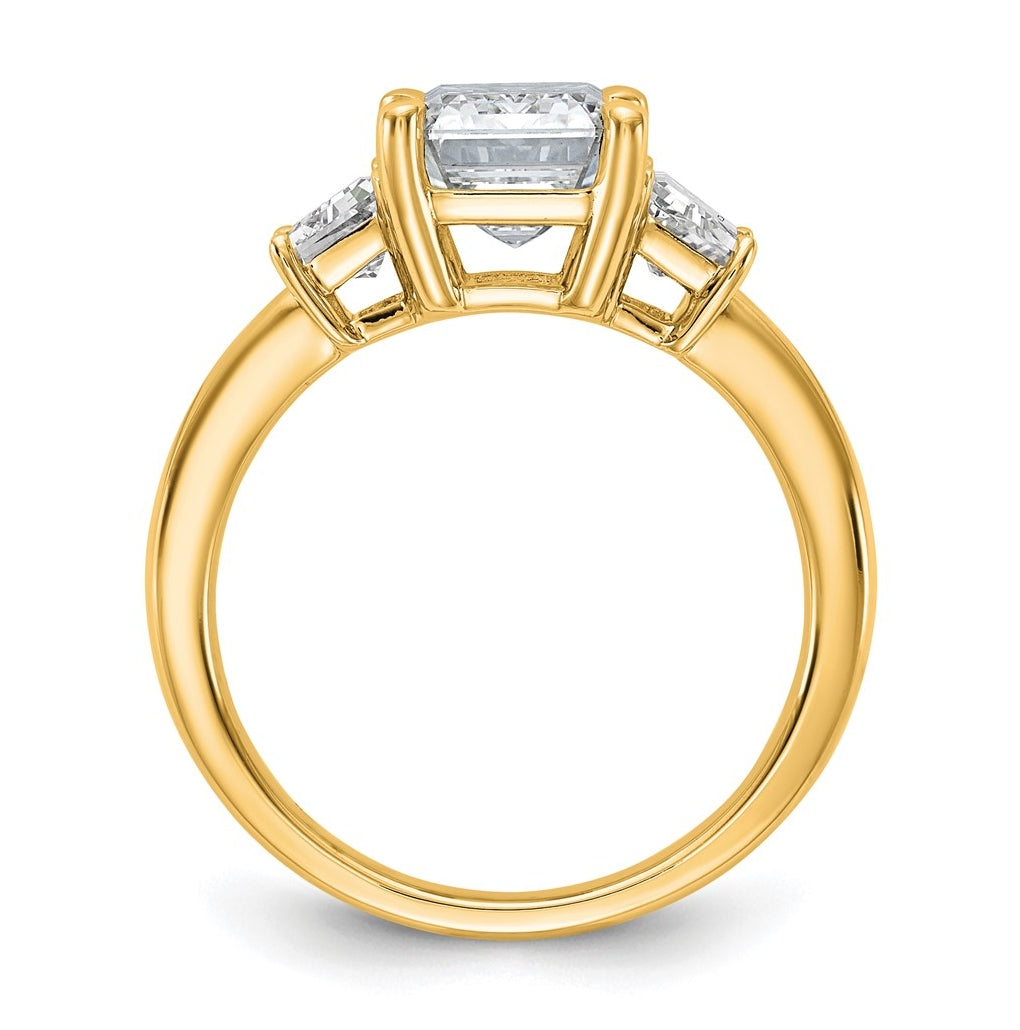 14K Yellow Gold Certified Lab Grown Diamond VS+ F+ Complete Emerald and Trapezoid Engagement Ring