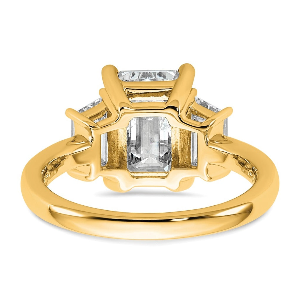 14K Yellow Gold Certified Lab Grown Diamond VS+ F+ Complete Emerald and Trapezoid Engagement Ring