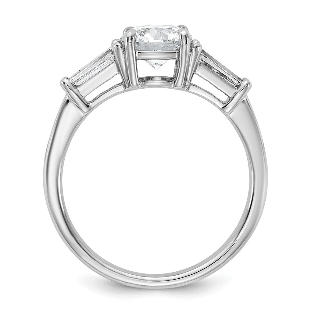14K Yellow Or White Gold Certified Lab Grown Diamond VS+ F+ Round and Tapered Baguette Complete Three Stone Engagement Ring