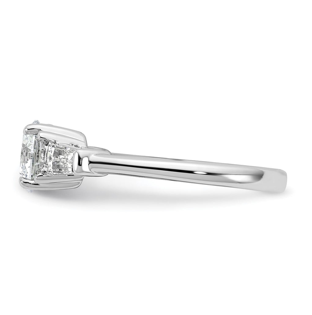 14K Yellow Or White Gold Certified Lab Grown Diamond VS+ F+ Round and Tapered Baguette Complete Three Stone Engagement Ring