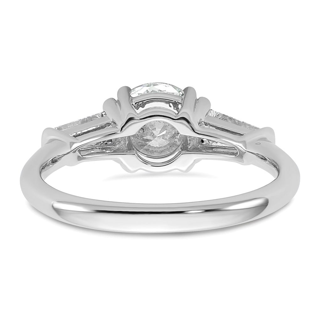 14K Yellow Or White Gold Certified Lab Grown Diamond VS+ F+ Round and Tapered Baguette Complete Three Stone Engagement Ring