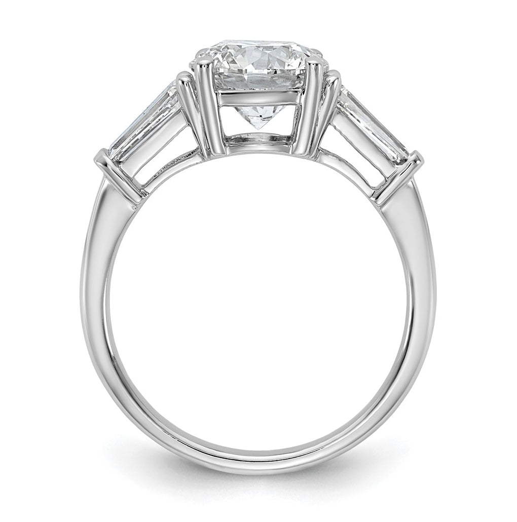 14K Yellow Or White Gold Certified Lab Grown Diamond VS+ F+ Round and Tapered Baguette Complete Three Stone Engagement Ring