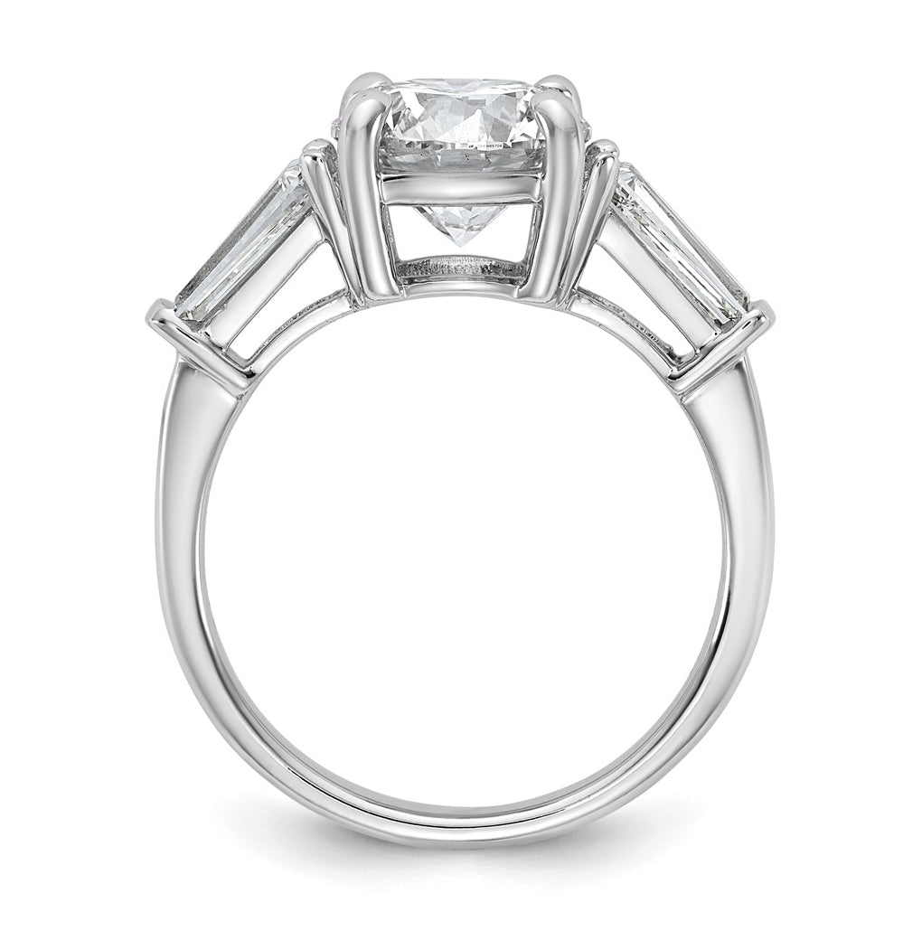 14K Yellow Or White Gold Certified Lab Grown Diamond VS+ F+ Round and Tapered Baguette Complete Three Stone Engagement Ring