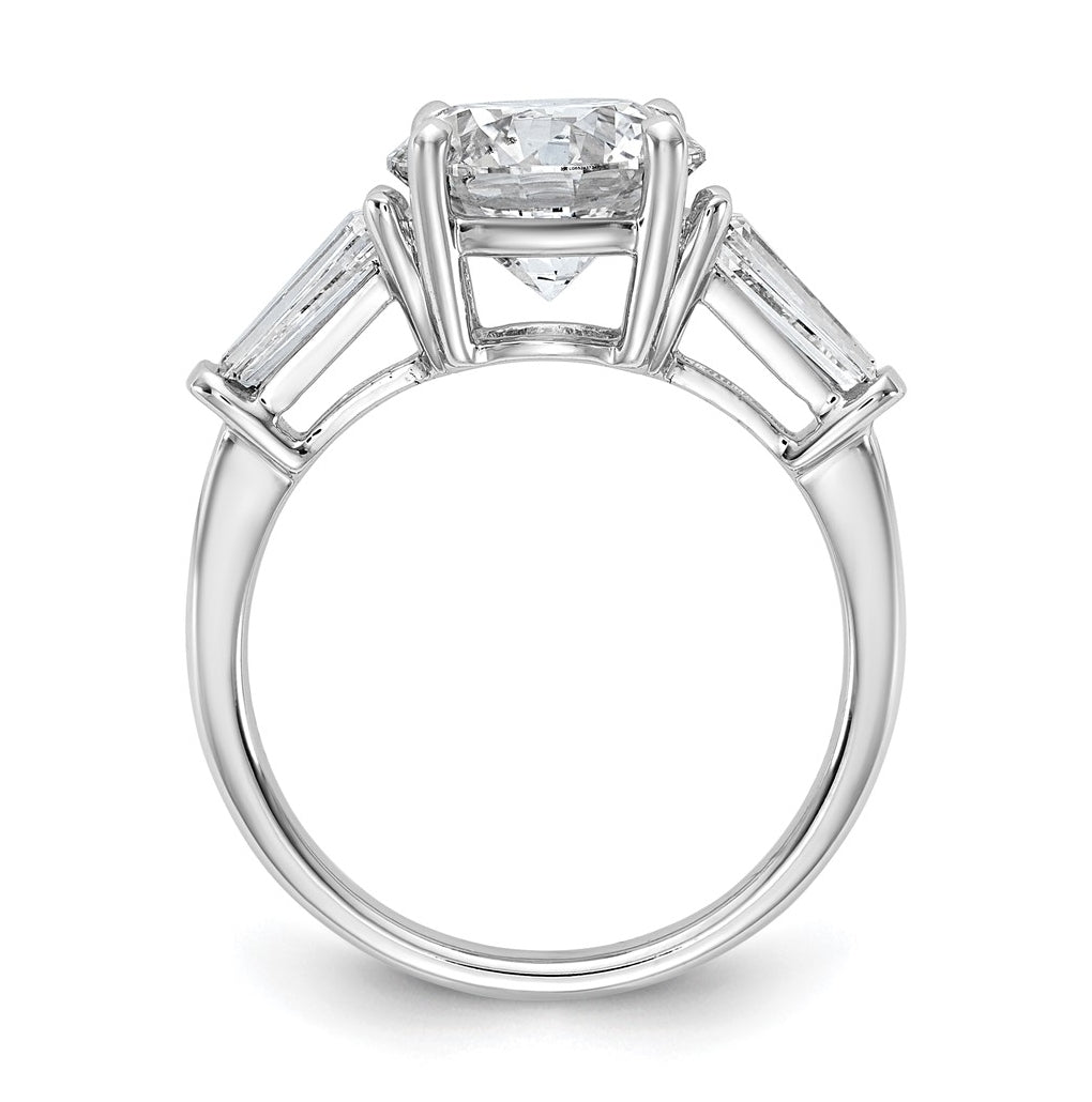 14K Yellow Or White Gold Certified Lab Grown Diamond VS+ F+ Round and Tapered Baguette Complete Three Stone Engagement Ring