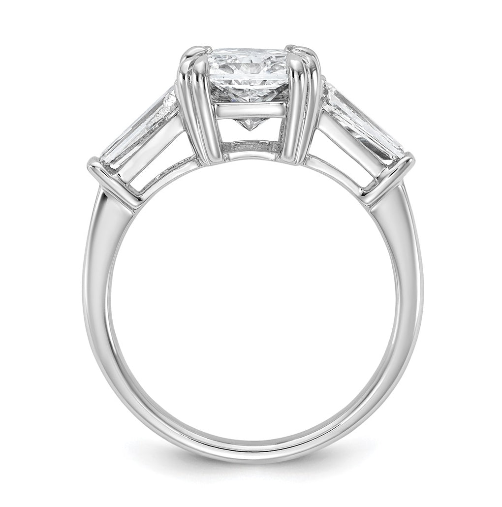 14k White Gold 3 3/4 carat Certified Lab Grown Diamond VS+ F+ Radiant with Tapered Baguette Sides Complete Engagement Ring