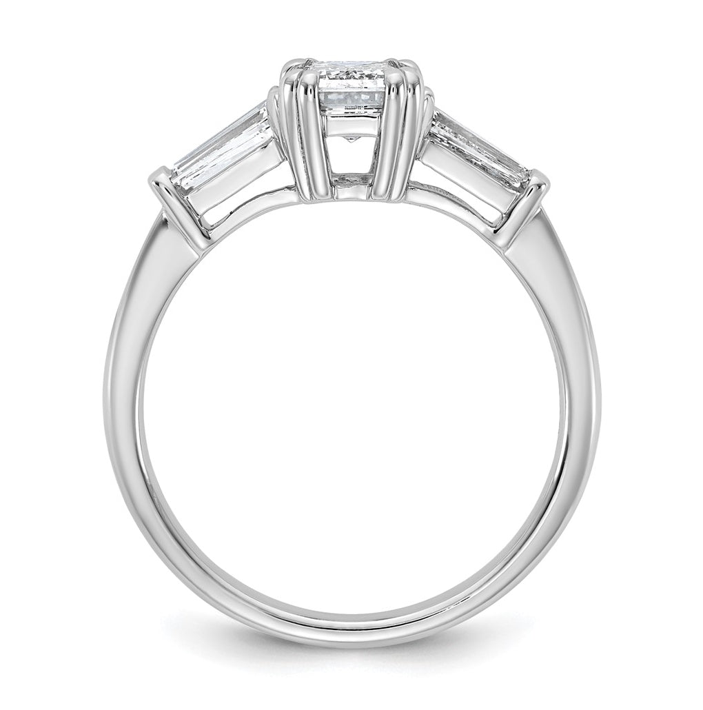 14k White Gold 1 1/2 carat Certified Lab Grown Diamond VS+ F+ Complete Emerald and Tapered Baguette Engagement Ring
