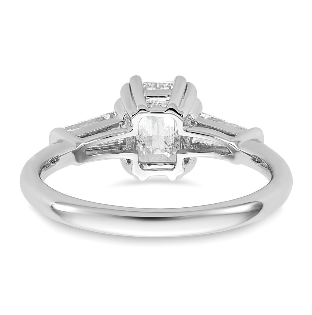 14k White Gold 1 1/2 carat Certified Lab Grown Diamond VS+ F+ Complete Emerald and Tapered Baguette Engagement Ring