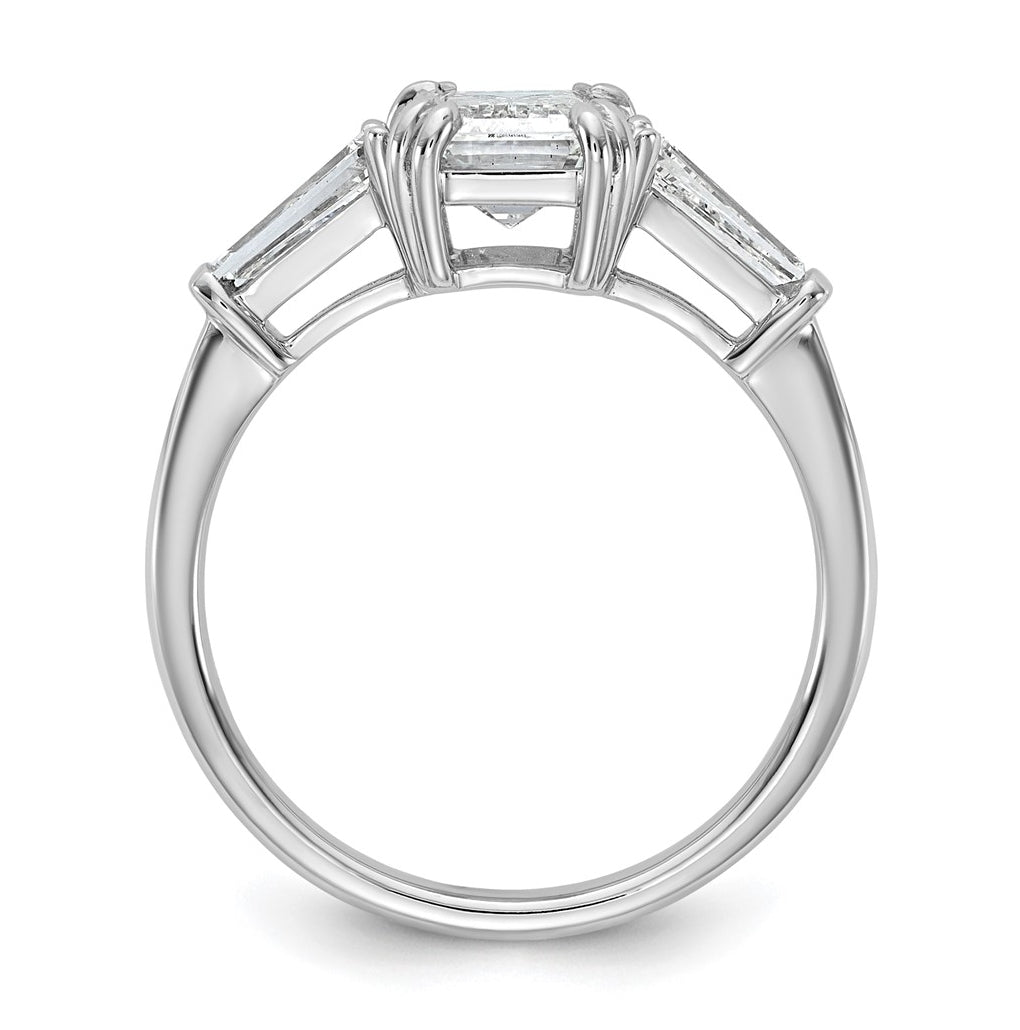 14k White Gold 2 1/5 carat Certified Lab Grown Diamond VS+ F+ Complete Emerald and Tapered Baguette Engagement Ring