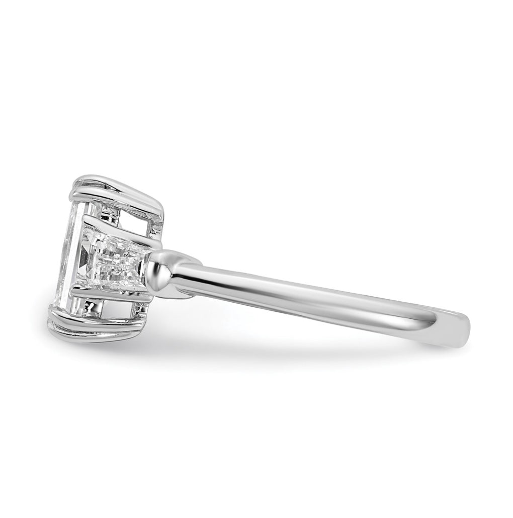 14k White Gold 2 1/5 carat Certified Lab Grown Diamond VS+ F+ Complete Emerald and Tapered Baguette Engagement Ring