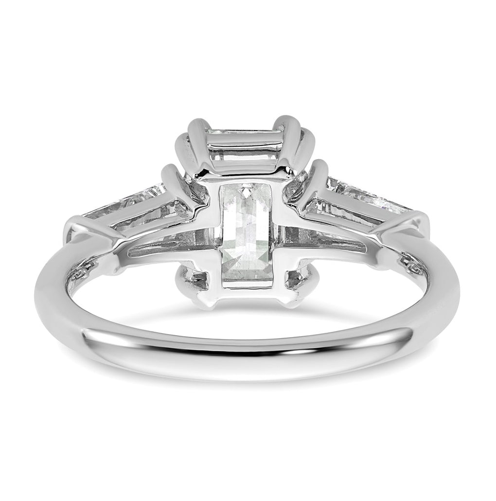 14k White Gold 2 1/5 carat Certified Lab Grown Diamond VS+ F+ Complete Emerald and Tapered Baguette Engagement Ring