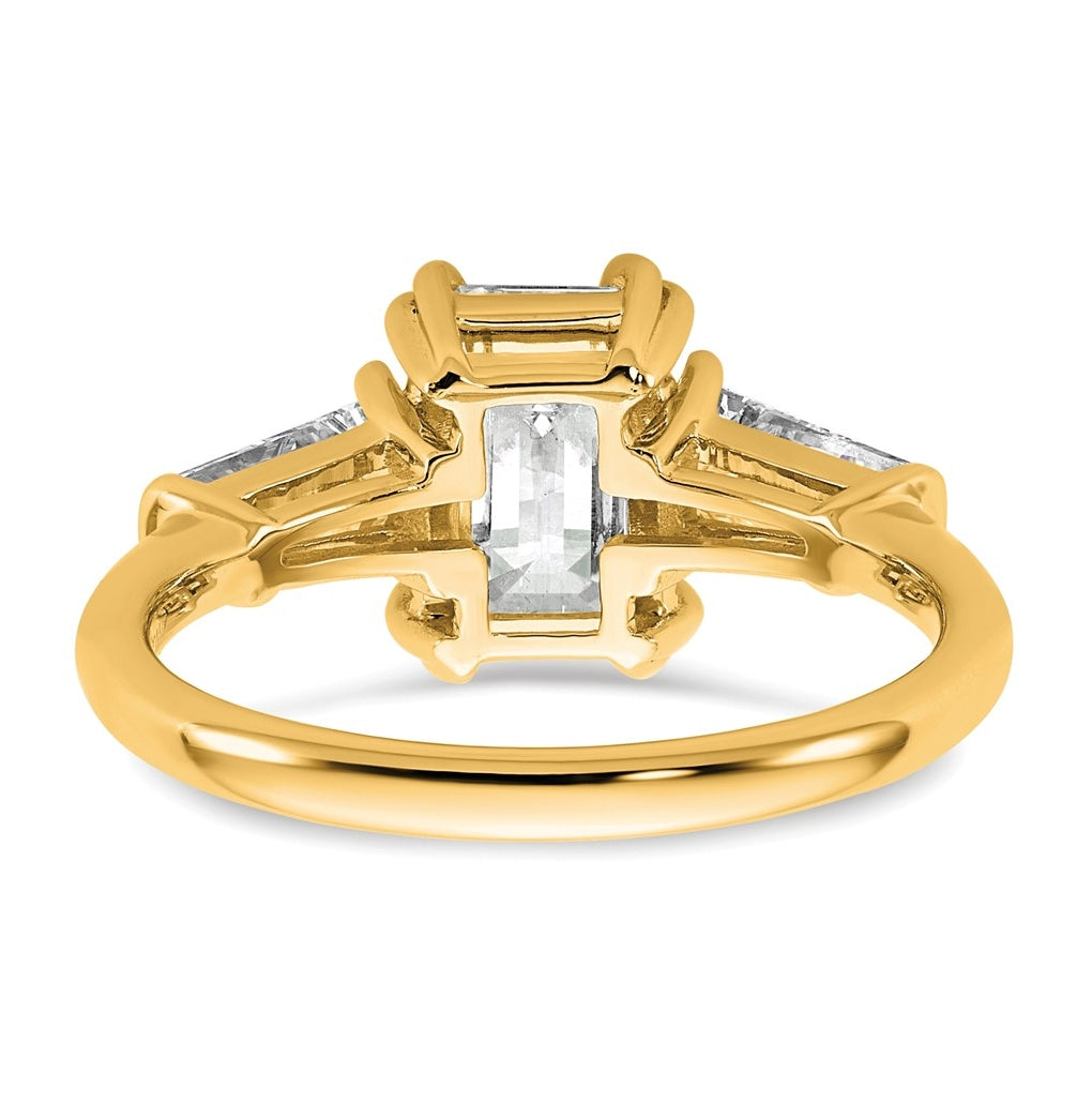 14k Yellow Gold 2 1/5 carat Certified Lab Grown Diamond VS+ F+ Complete Emerald and Tapered Baguette Engagement Ring