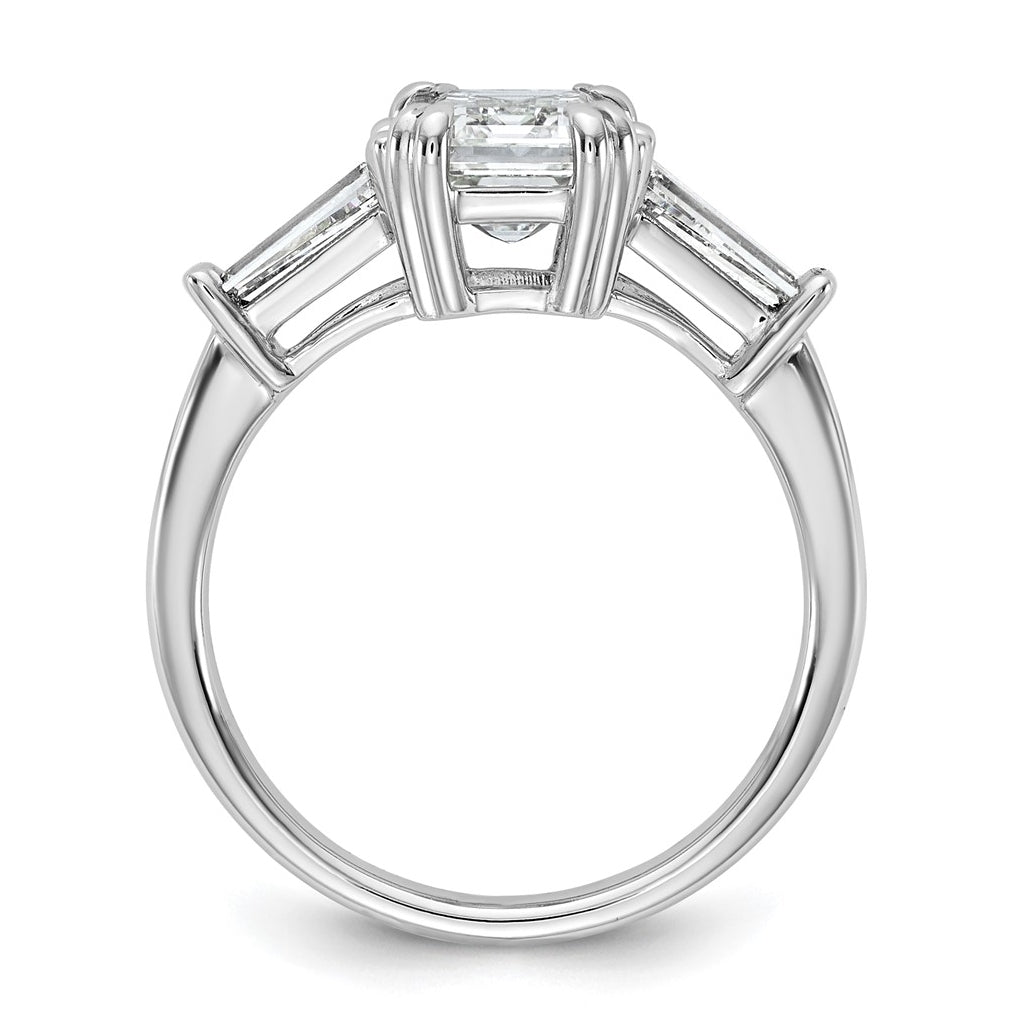14k White Gold 1 3/4 carat Certified Lab Grown Diamond VS+ F+ Complete Emerald and Tapered Baguette Engagement Ring