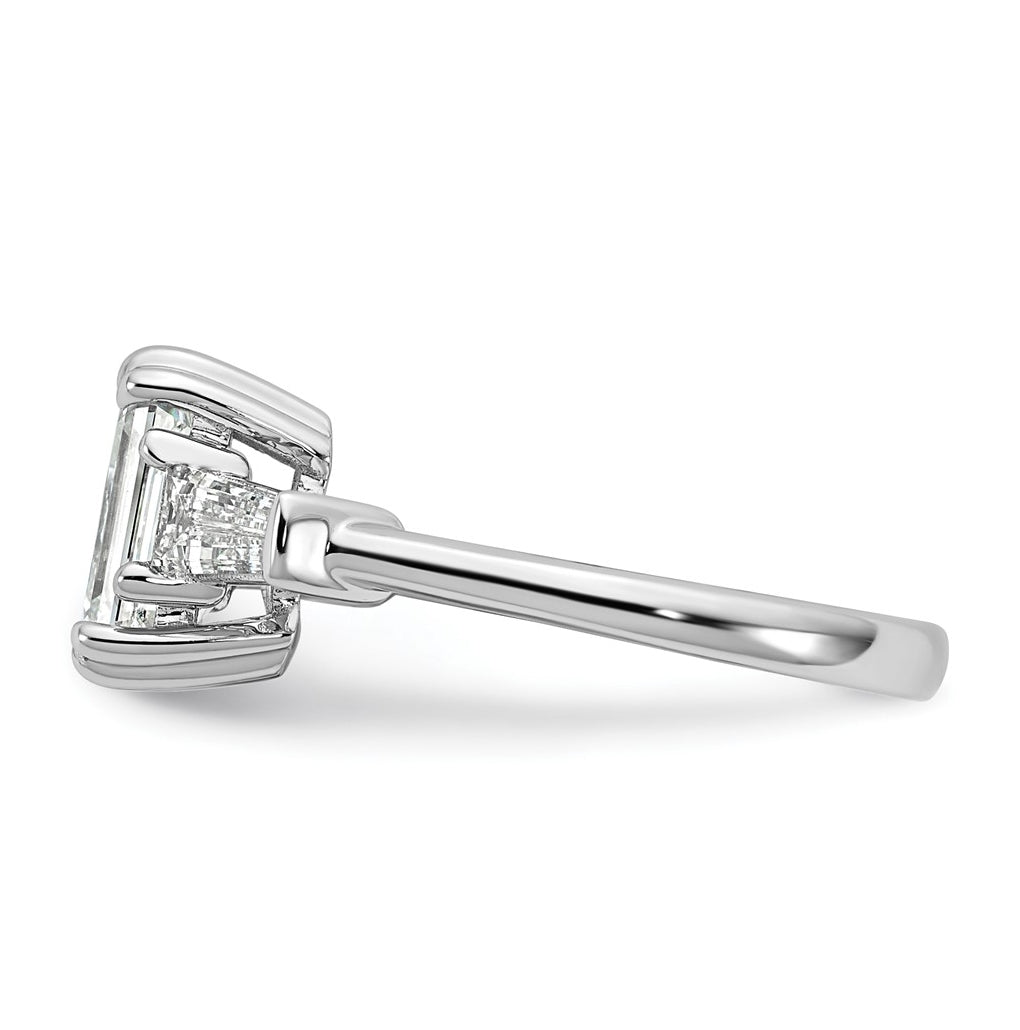 14k White Gold 1 3/4 carat Certified Lab Grown Diamond VS+ F+ Complete Emerald and Tapered Baguette Engagement Ring