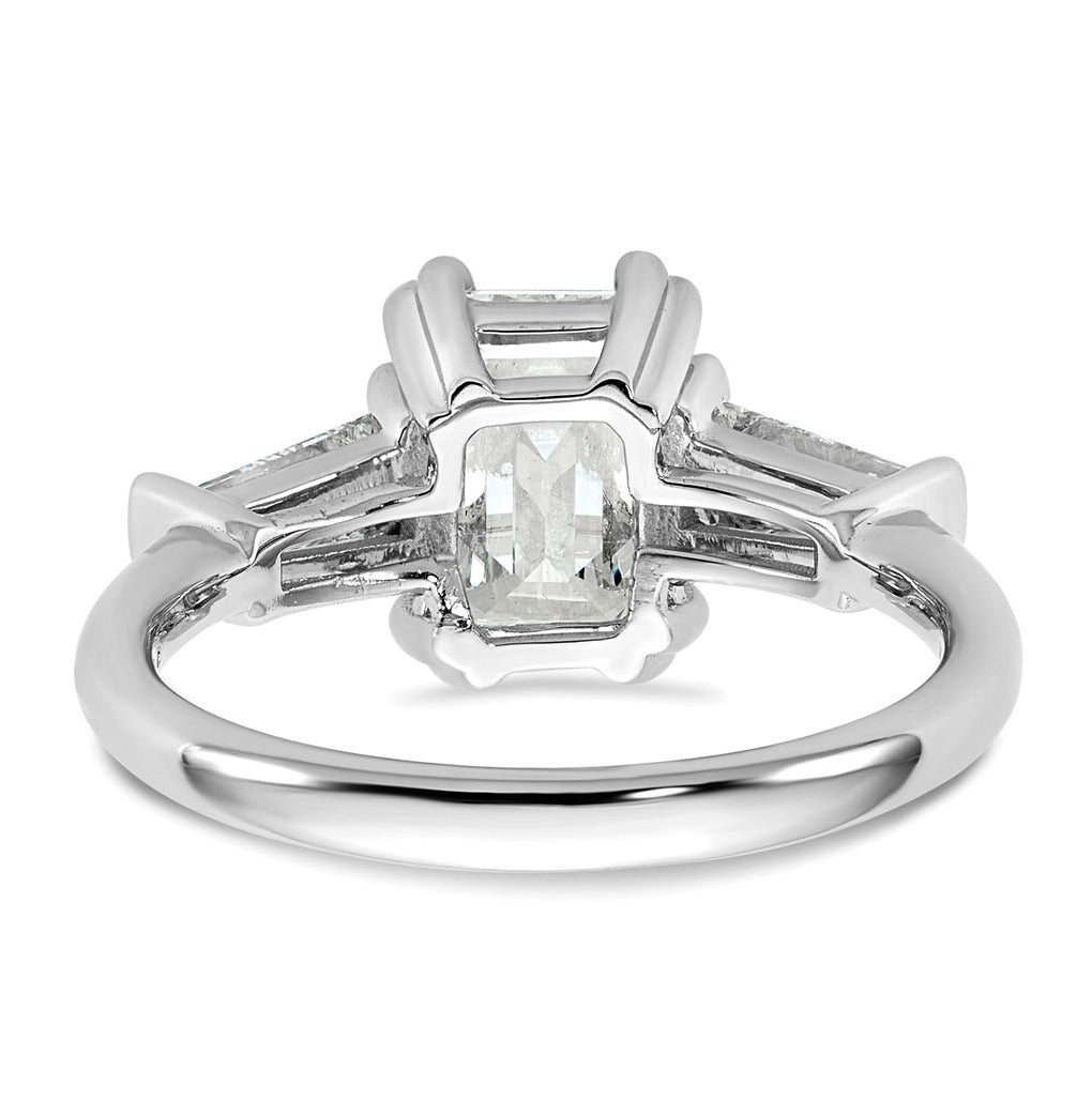 14k White Gold 1 3/4 carat Certified Lab Grown Diamond VS+ F+ Complete Emerald and Tapered Baguette Engagement Ring