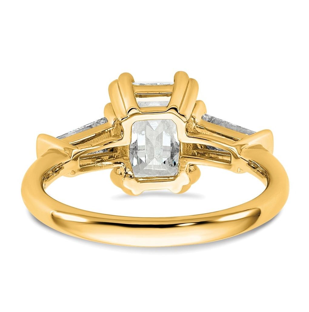 14k Yellow Gold 1 3/4 carat Certified Lab Grown Diamond VS+ F+ Complete Emerald and Tapered Baguette Engagement Ring
