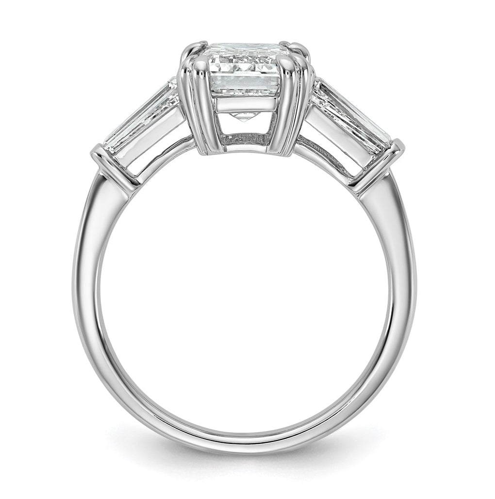 14k White Gold 3 1/3 carat Certified Lab Grown Diamond VS+ F+ Complete Emerald and Tapered Baguette Engagement Ring