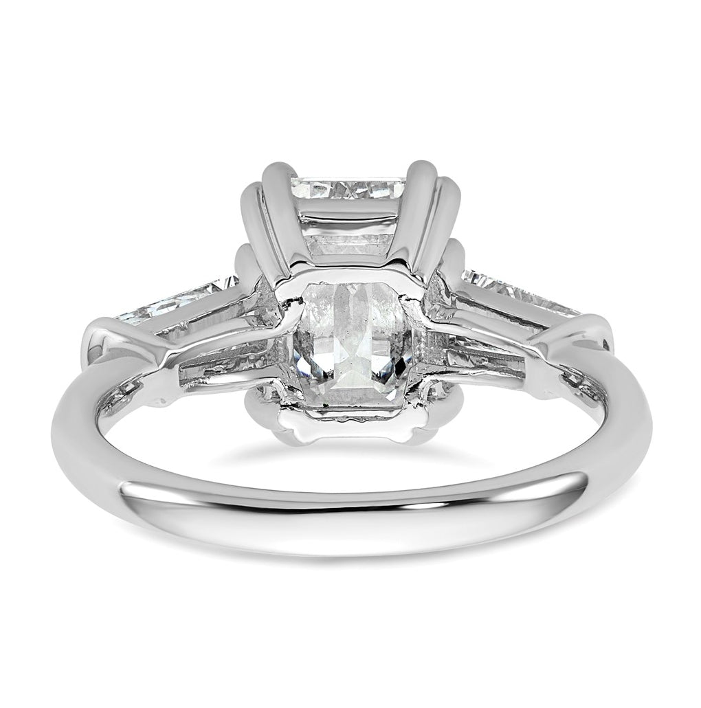14k White Gold 3 1/3 carat Certified Lab Grown Diamond VS+ F+ Complete Emerald and Tapered Baguette Engagement Ring