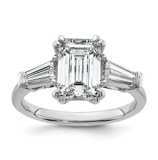 14k Yellow Gold 3 1/3 carat Certified Lab Grown Diamond VS+ F+ Complete Emerald and Tapered Baguette Engagement Ring