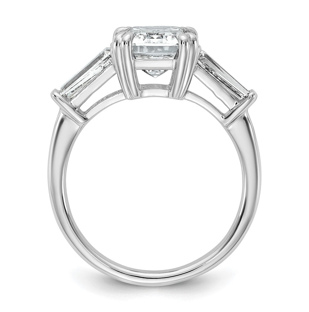 14k White Gold 3 3/4 carat Certified Lab Grown Diamond VS+ F+ Complete Emerald and Tapered Baguette Engagement Ring