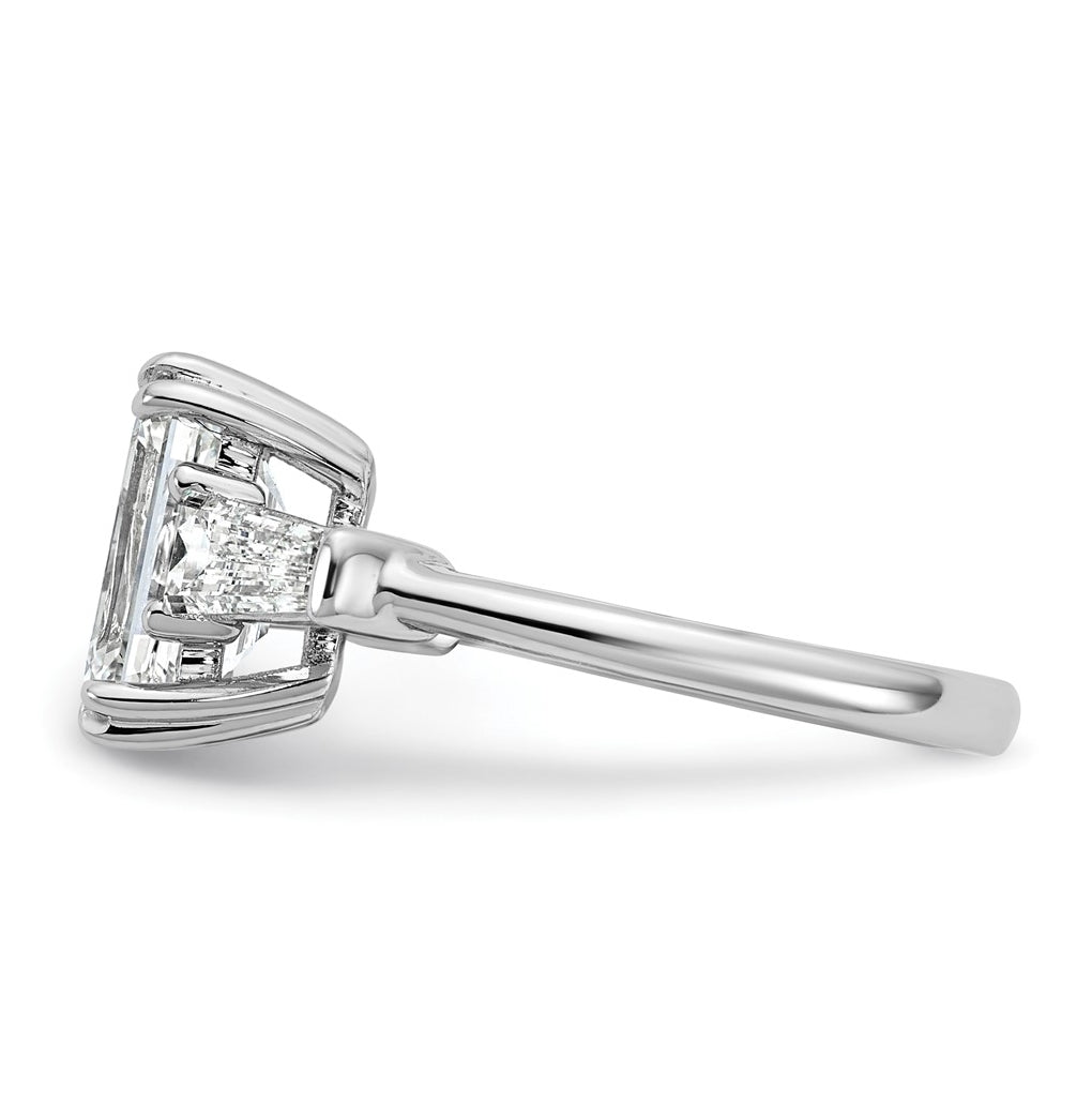 14k White Gold 3 3/4 carat Certified Lab Grown Diamond VS+ F+ Complete Emerald and Tapered Baguette Engagement Ring