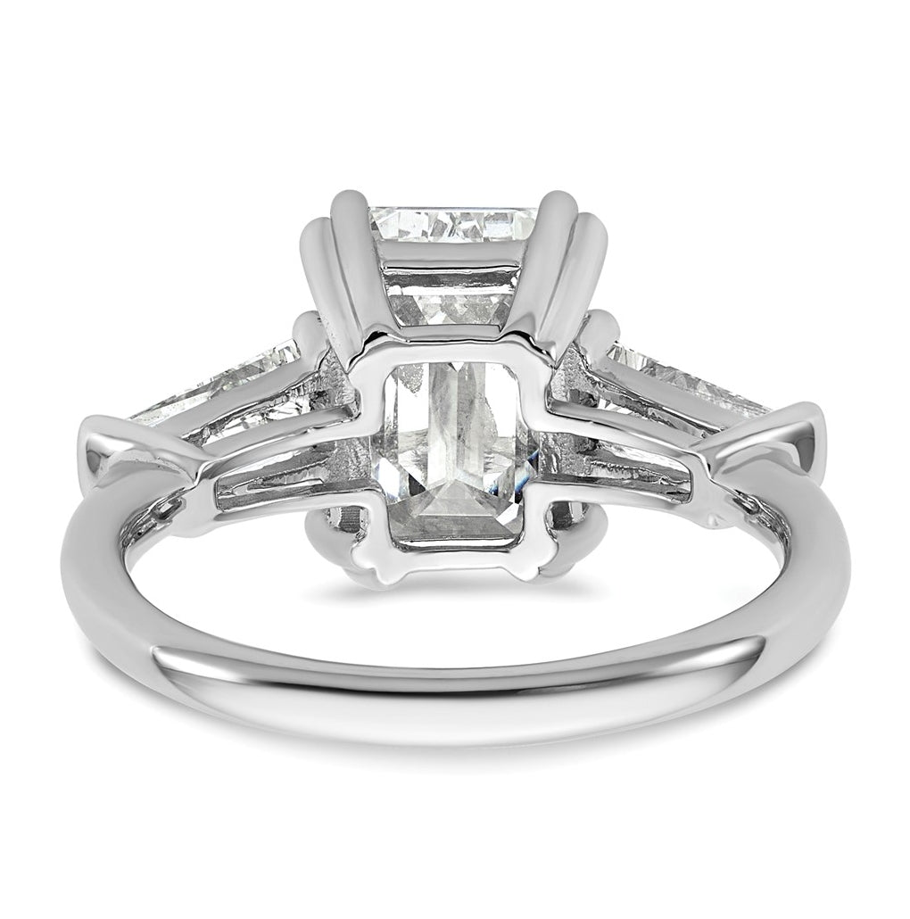 14k White Gold 3 3/4 carat Certified Lab Grown Diamond VS+ F+ Complete Emerald and Tapered Baguette Engagement Ring