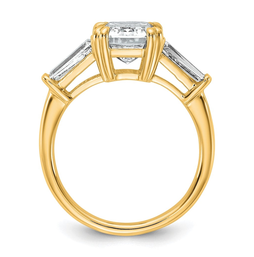 14k Yellow Gold 3 3/4 carat Certified Lab Grown Diamond VS+ F+ Complete Emerald and Tapered Baguette Engagement Ring