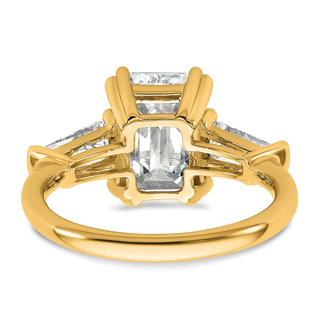 14k Yellow Gold 3 3/4 carat Certified Lab Grown Diamond VS+ F+ Complete Emerald and Tapered Baguette Engagement Ring