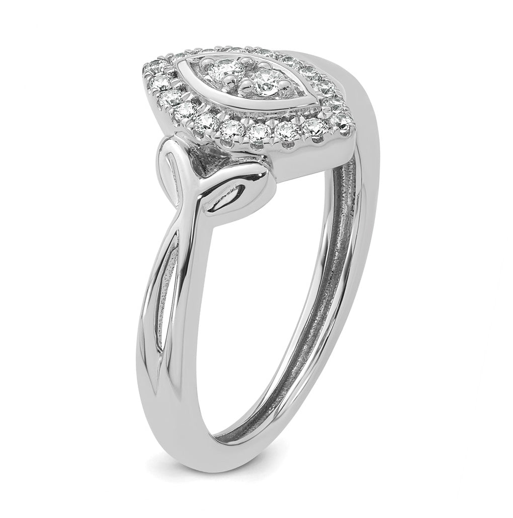 14K Yellow Or White Gold Complete Diamond Marquise Cluster Engagement Ring