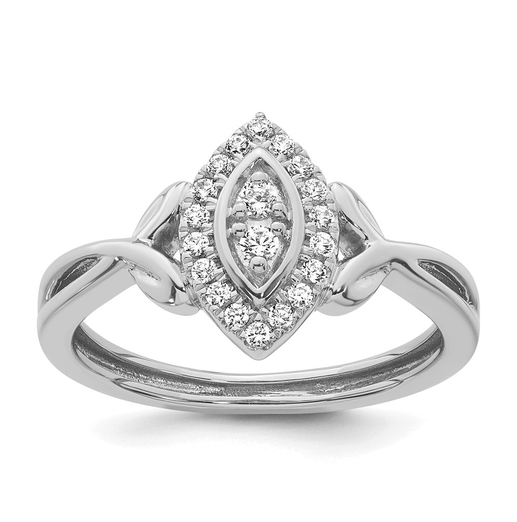 14K Yellow Or White Gold Complete Diamond Marquise Cluster Engagement Ring