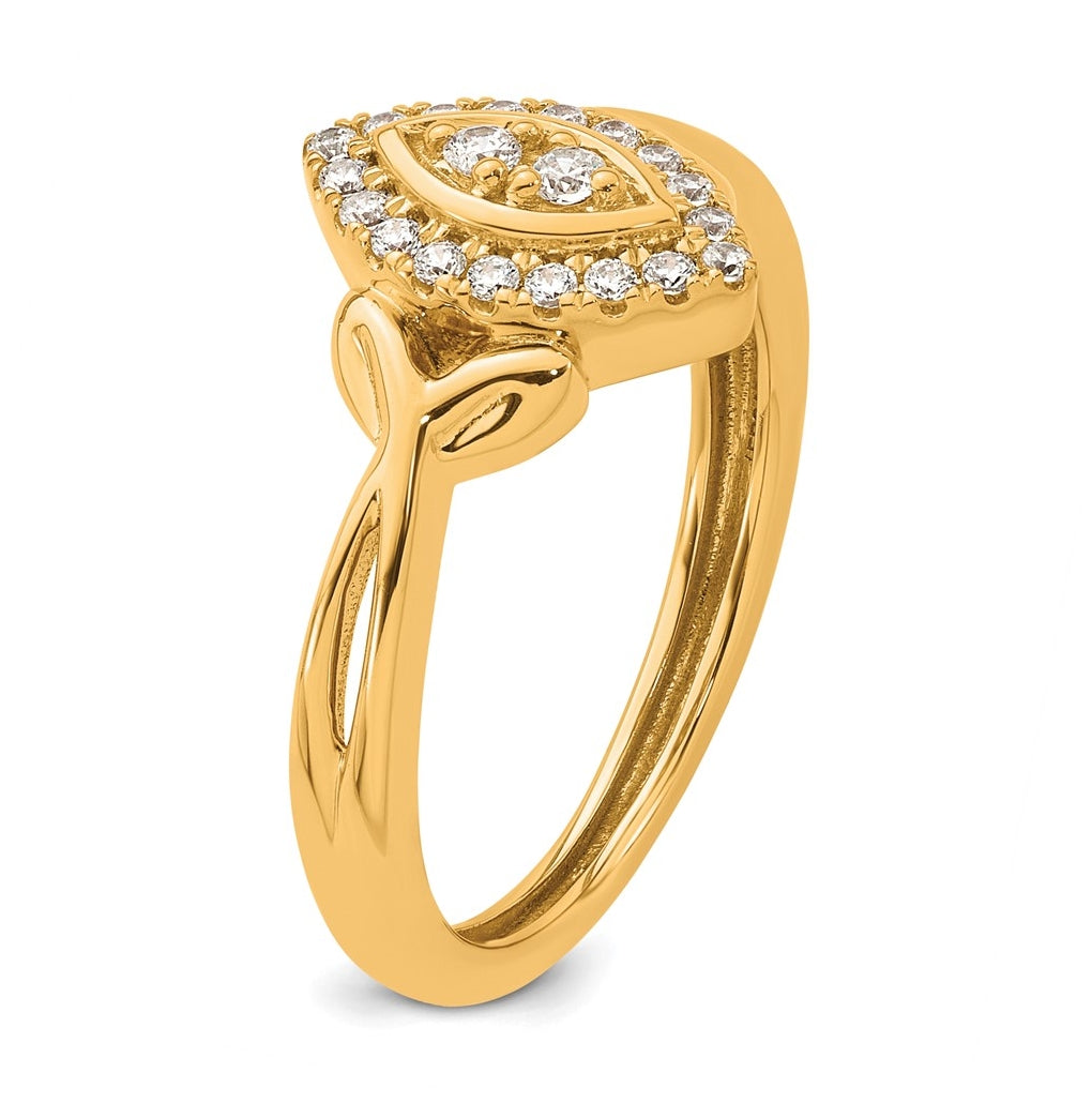 14K Yellow Or White Gold Complete Diamond Marquise Cluster Engagement Ring