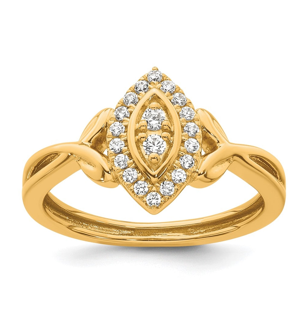 14K Yellow Or White Gold Complete Diamond Marquise Cluster Engagement Ring
