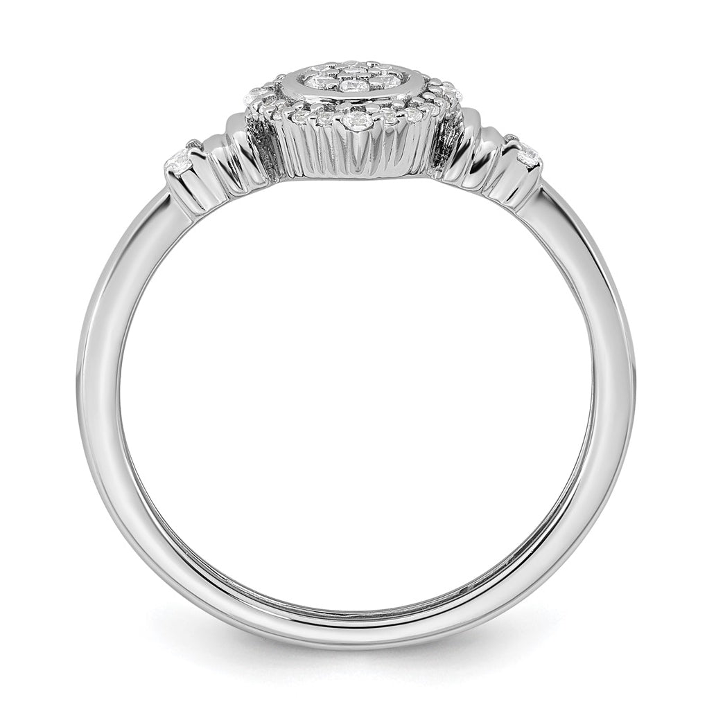 14K Yellow Or White Gold Complete Diamond Round Cluster Halo Engagement Ring