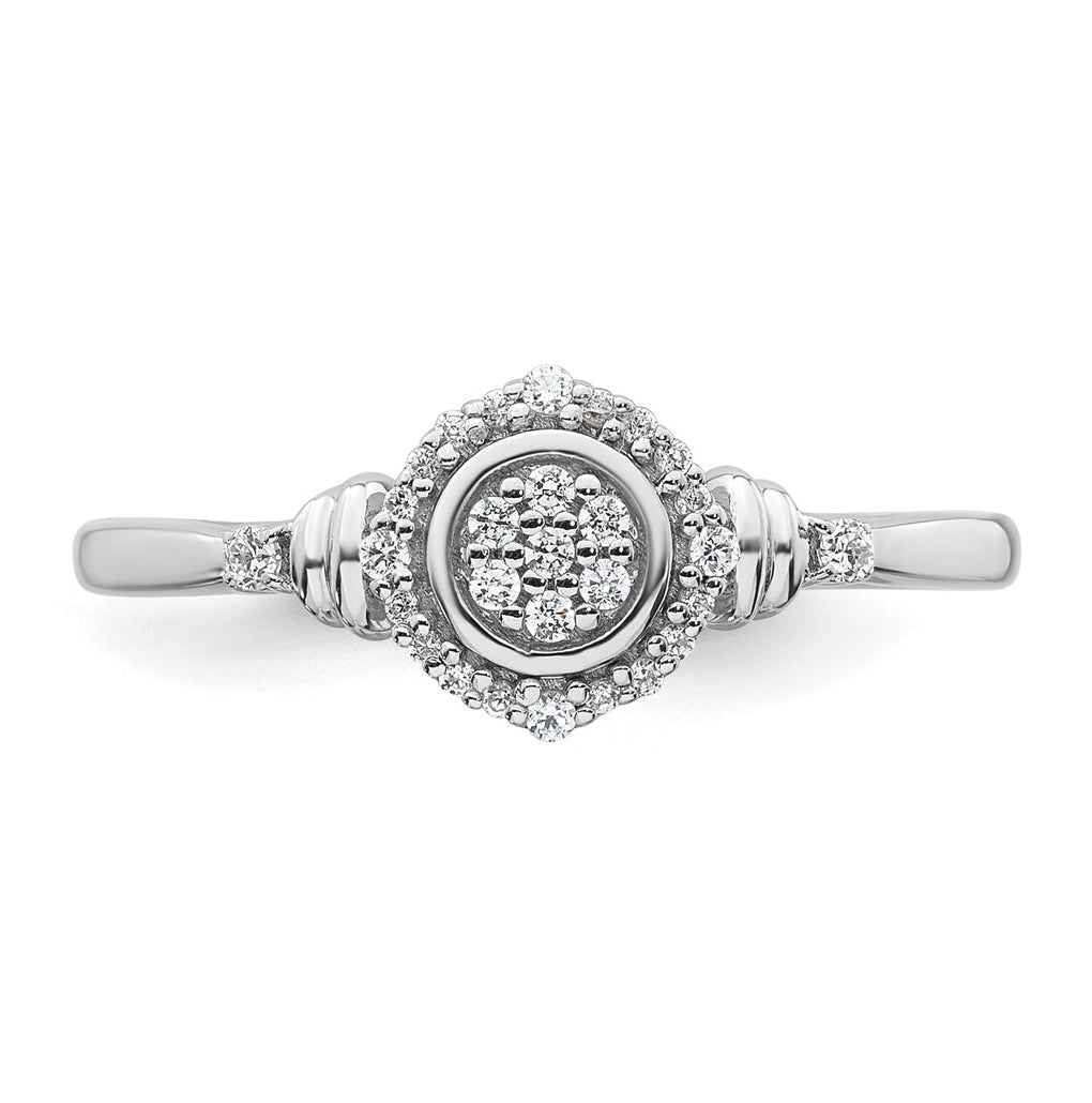 14K Yellow Or White Gold Complete Diamond Round Cluster Halo Engagement Ring