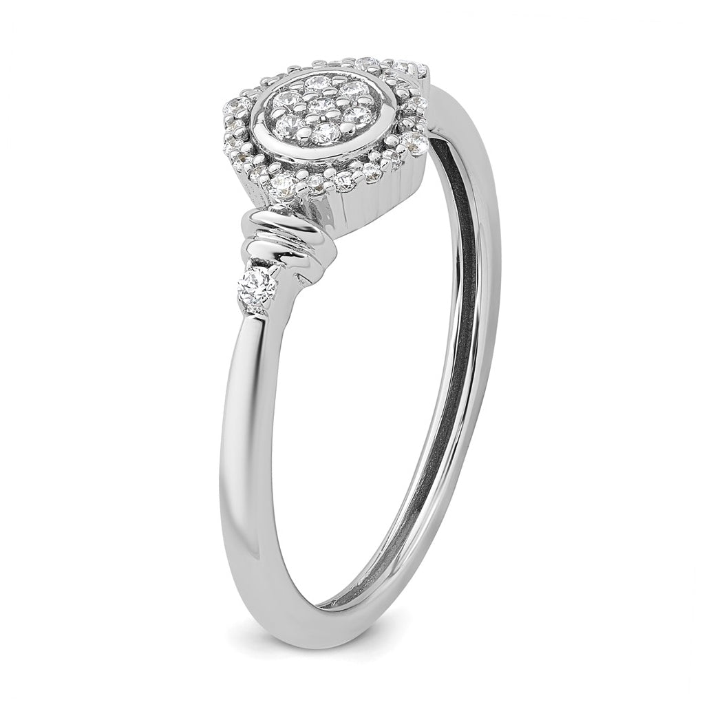 14K Yellow Or White Gold Complete Diamond Round Cluster Halo Engagement Ring