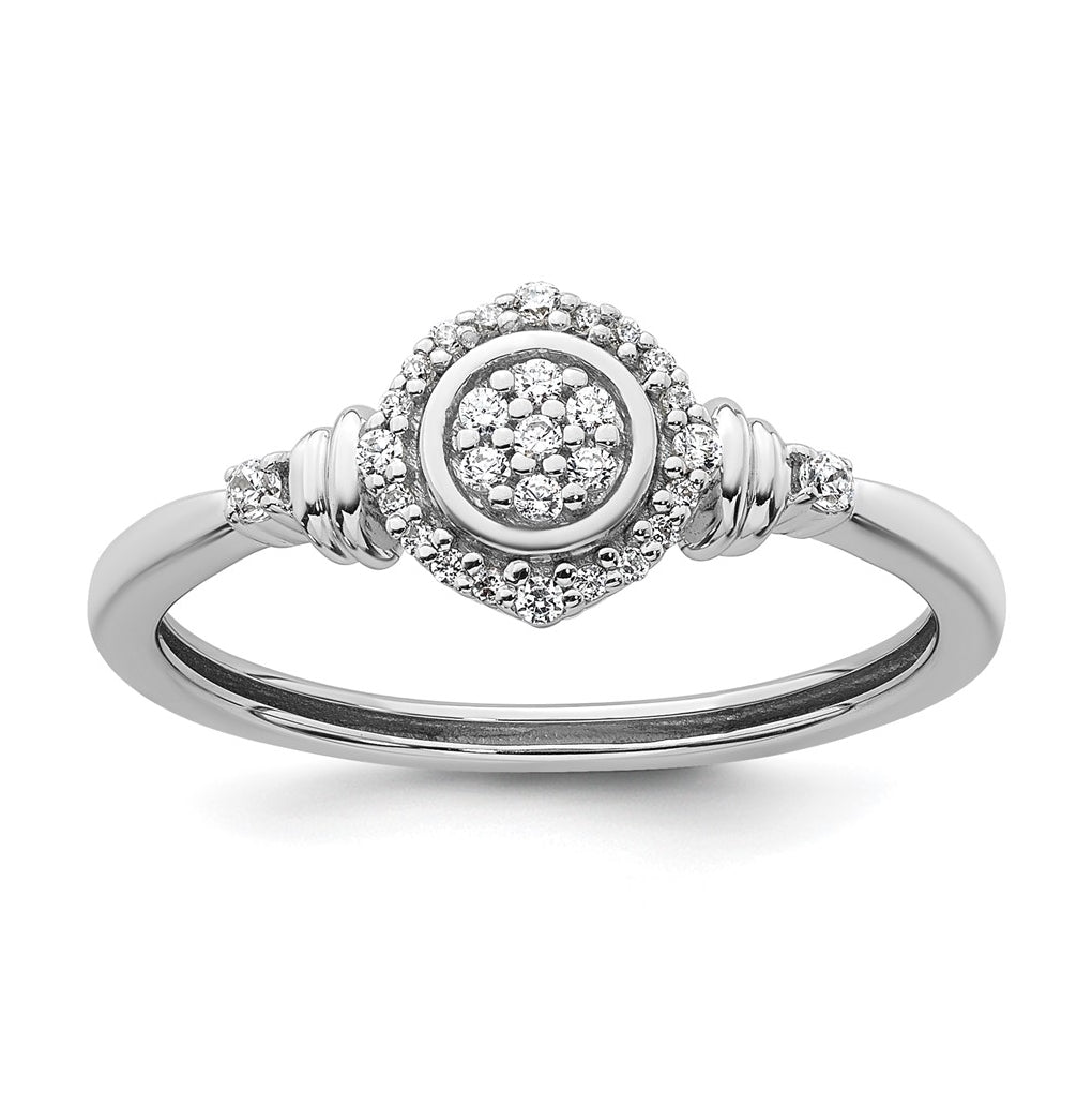14K Yellow Or White Gold Complete Diamond Round Cluster Halo Engagement Ring