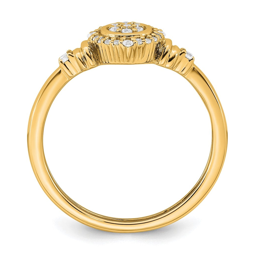 14K Yellow Or White Gold Complete Diamond Round Cluster Halo Engagement Ring