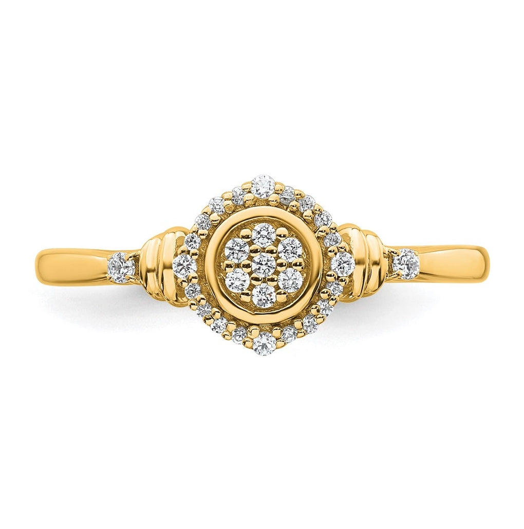 14K Yellow Or White Gold Complete Diamond Round Cluster Halo Engagement Ring