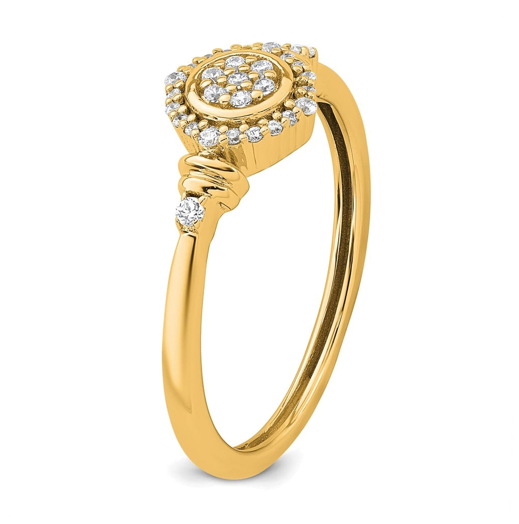 14K Yellow Or White Gold Complete Diamond Round Cluster Halo Engagement Ring