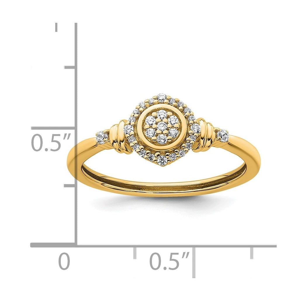 14K Yellow Or White Gold Complete Diamond Round Cluster Halo Engagement Ring