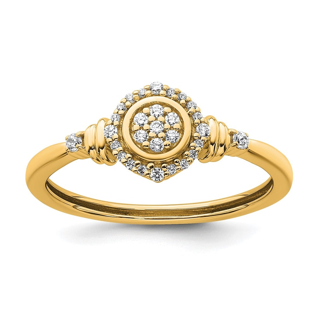 14K Yellow Or White Gold Complete Diamond Round Cluster Halo Engagement Ring